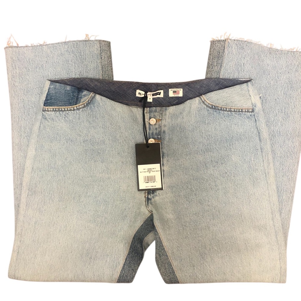 Levi’s ReDone Woman’s Low Rise Crop Bootcut Waistless Denim Jeans NWT Size 27
